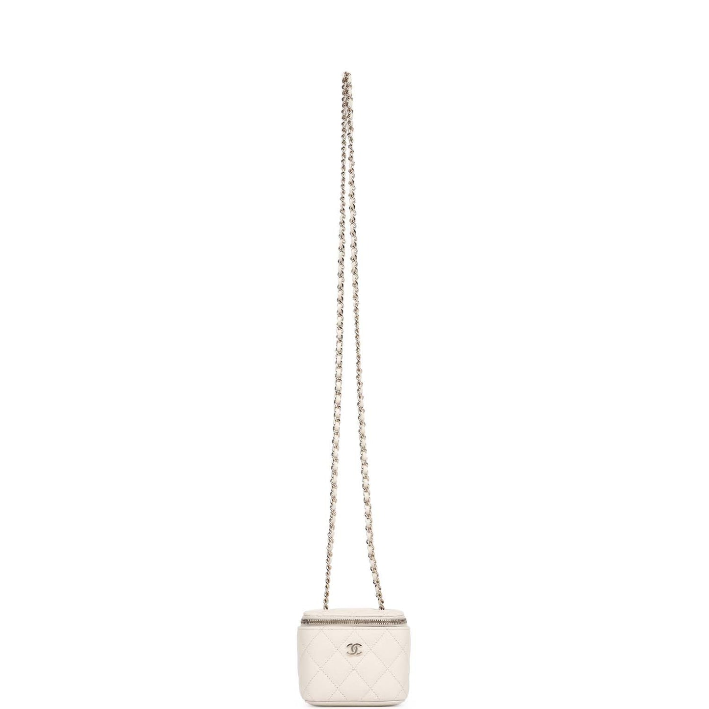 Chanel Mini Square Vanity Case Crossbody Bag Ivory Caviar Light Gold Hardware