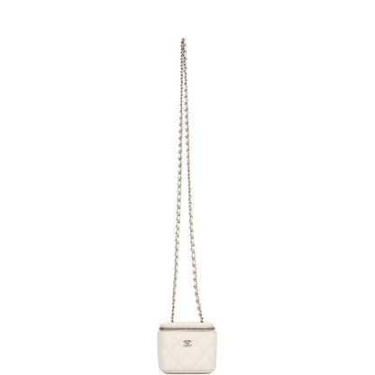 Chanel Mini Square Vanity Case Crossbody Bag Ivory Caviar Light Gold Hardware