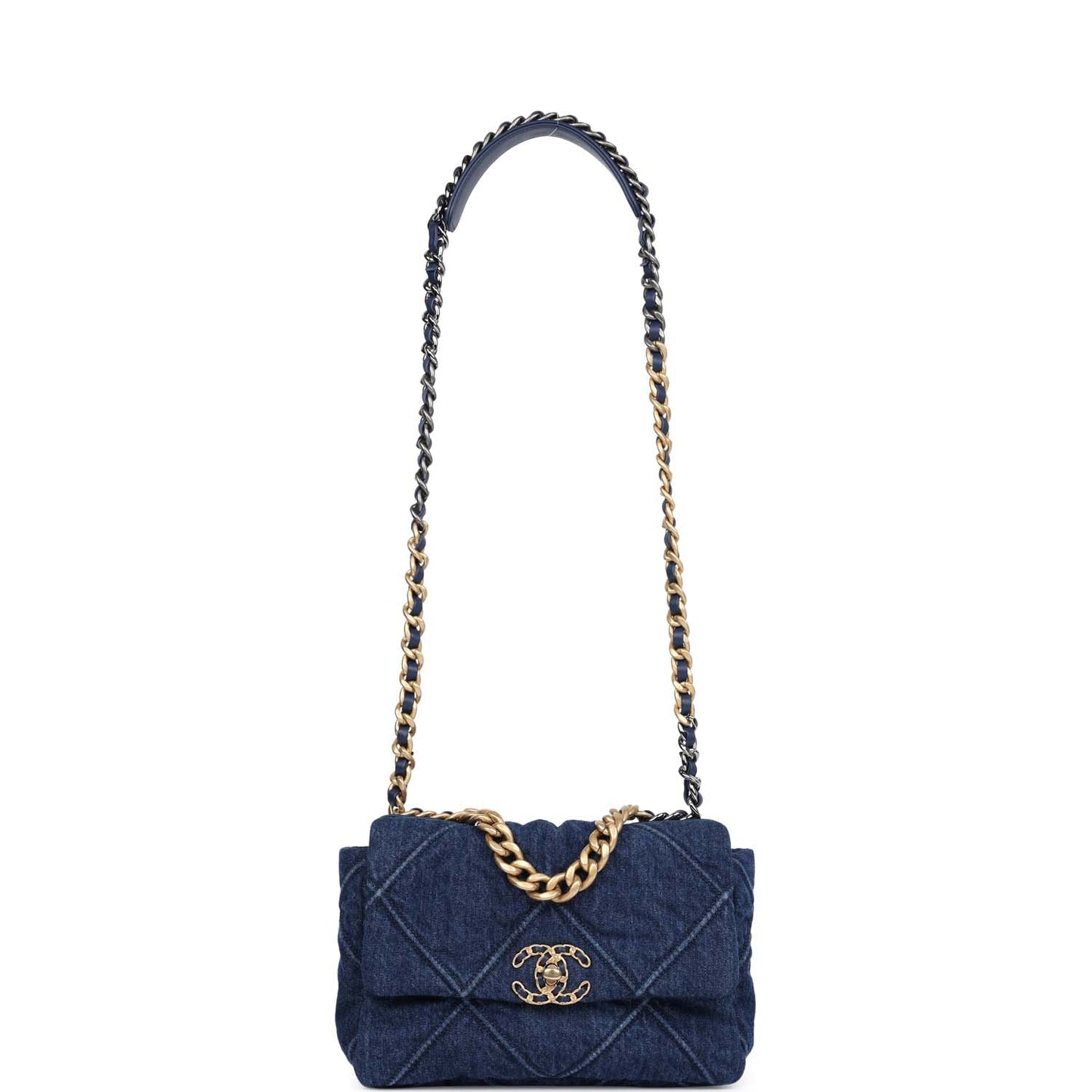 Chanel Medium 19 Flap Dark Blue Denim Mixed Metal Hardware