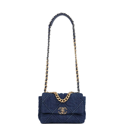 Chanel Medium 19 Flap Dark Blue Denim Mixed Metal Hardware