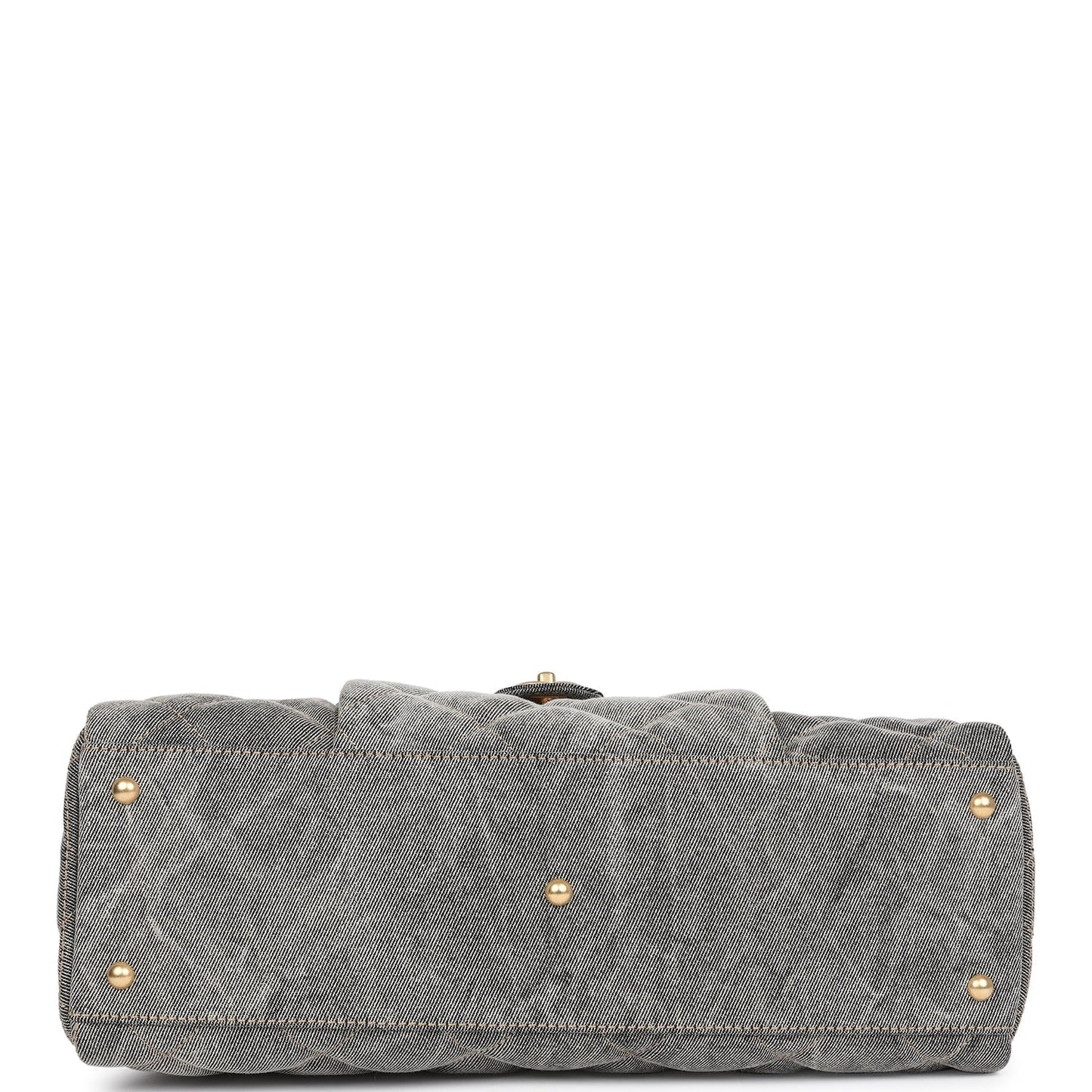 Chanel Maxi Bowling Bag Light Grey Washed Denim Antique Gold Hardware