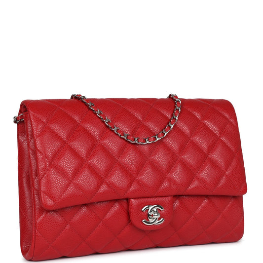 Chanel Clutch with Chain Bag Red Caviar Silver Hardware - Remaining Balance