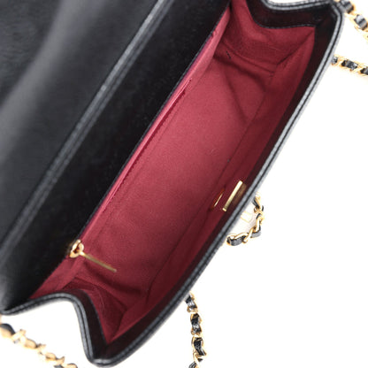 Chanel Small Flap Bag Black Shiny Grained Calfskin Brushed Gold Hardware