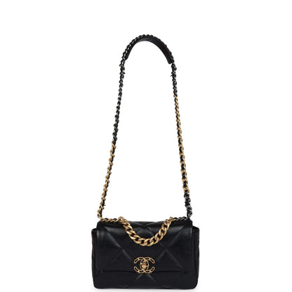 Chanel Medium 19 Flap Bag Black Lambskin Mixed Metal Hardware