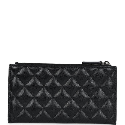 Chanel Classic Long Zipped Pouch Iridescent Black Caviar Ruthenium Hardware