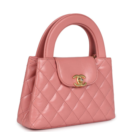 Chanel Small Kelly Shopper Pink Shiny Aged Calfskin Brushed Gold Hardware