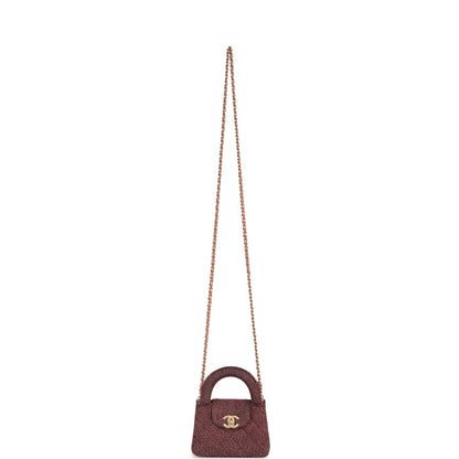 Chanel Nano Kelly Shopper Pink and Black Washed Denim Brushed Gold Hardware