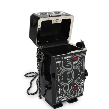 Chanel Limited Edition Robot Minaudière Bag Black Plexiglass and Crystals Ruthenium Hardware