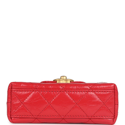 Chanel Nano Kelly Shopper Red Shiny Aged Calfskin Brushed Gold Hardware