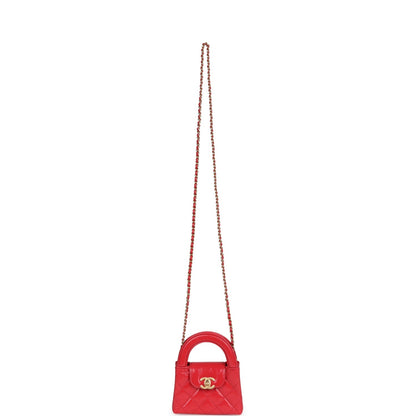 Chanel Nano Kelly Shopper Red Shiny Aged Calfskin Brushed Gold Hardware