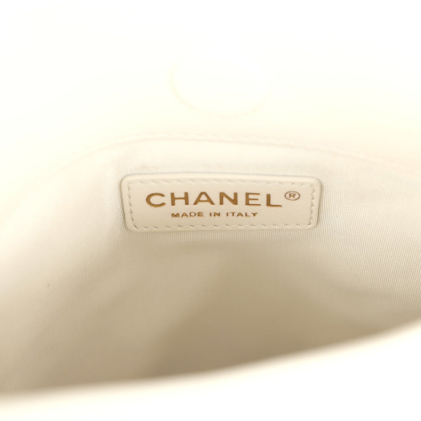 Chanel Small CC Fringe Shopping Bag White Calfskin Light Gold Hardware