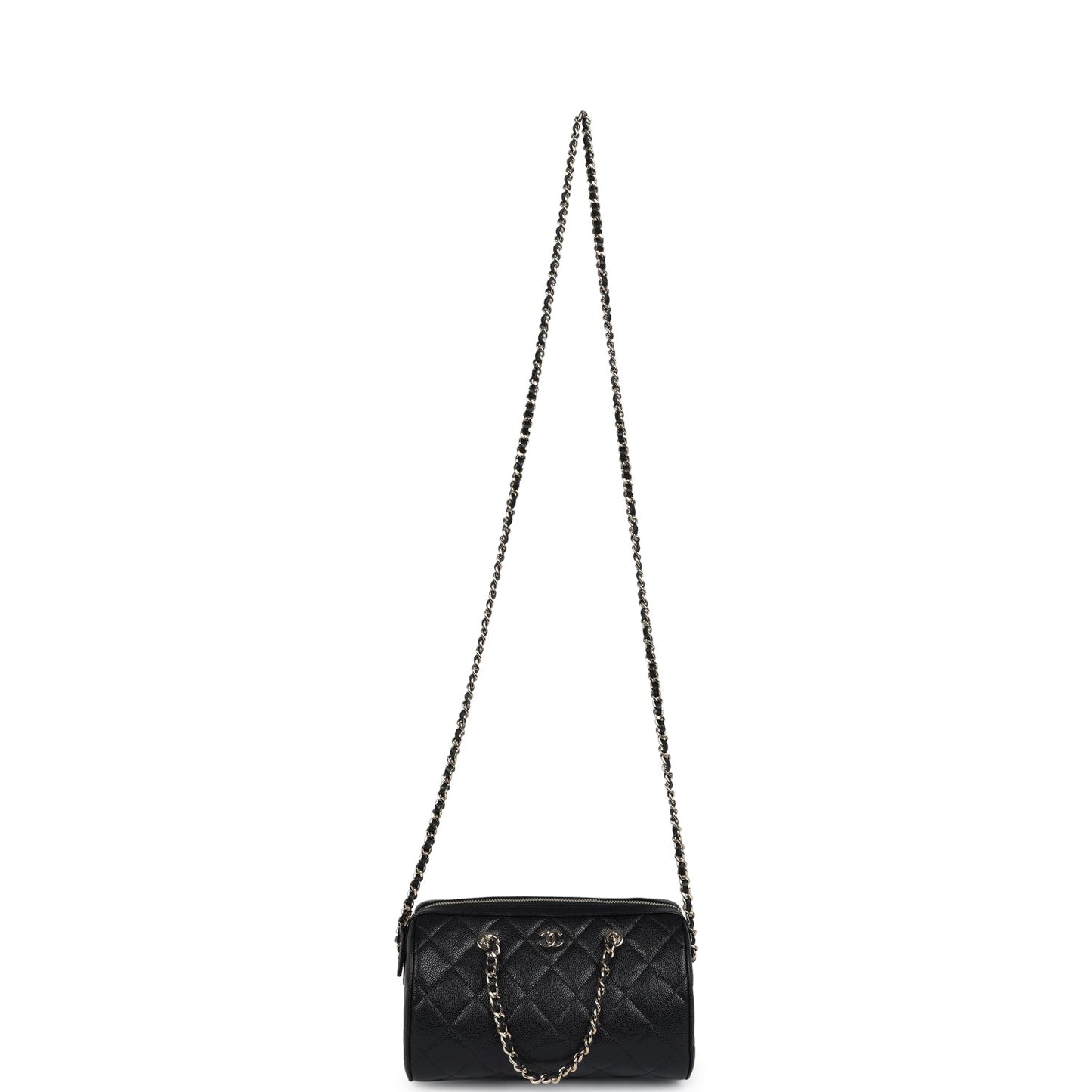 Chanel Mini Timeless Classic Barrel Bag with Chain Black Shiny Caviar Light Gold Hardware