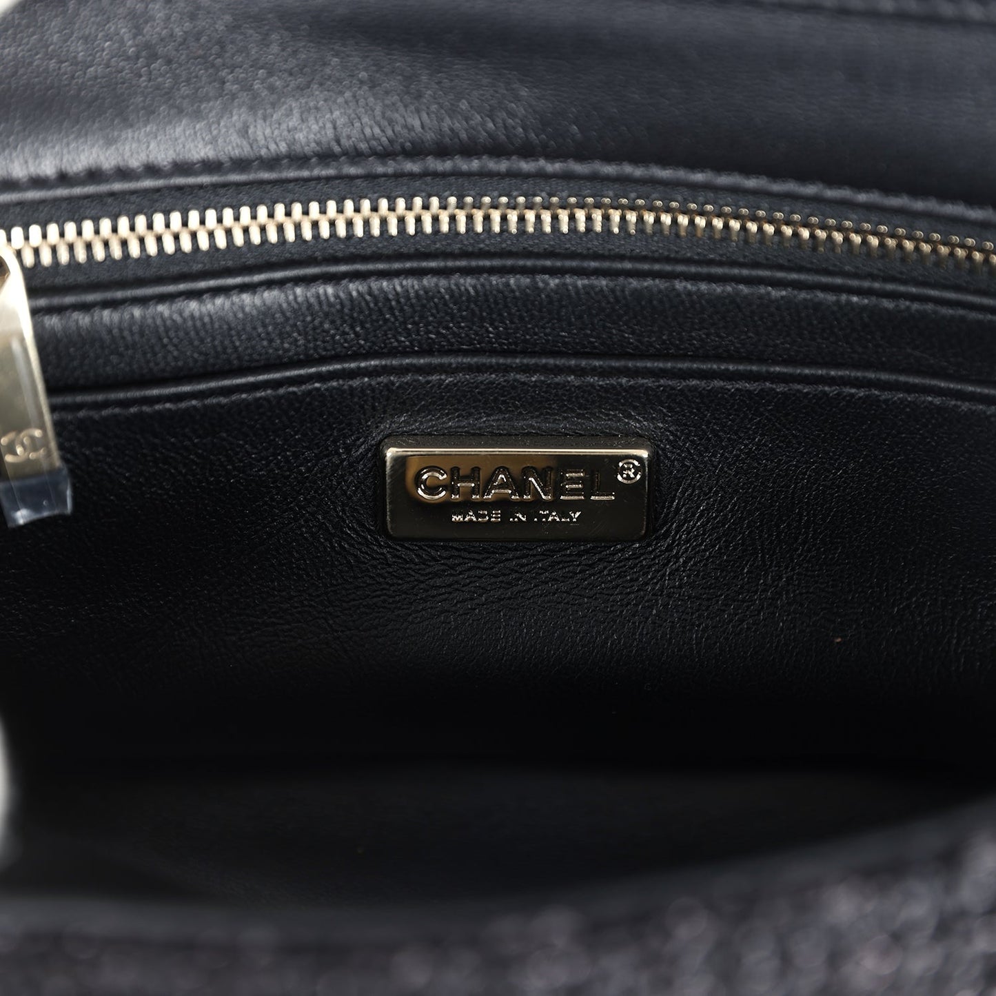 Chanel Mini Summer Nights Flap Bag Black Woven Patent Leather Light Gold Hardware