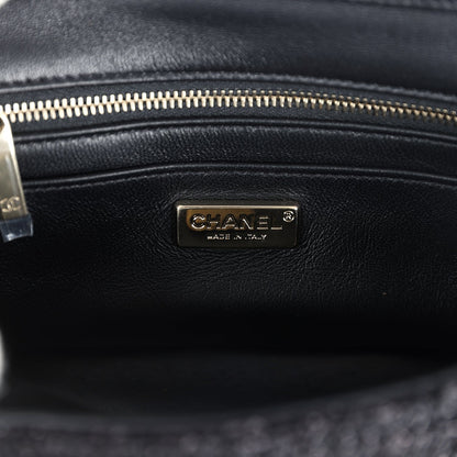 Chanel Mini Summer Nights Flap Bag Black Woven Patent Leather Light Gold Hardware