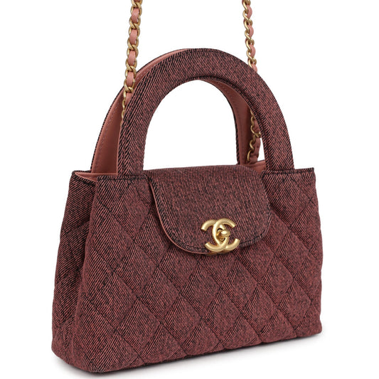 Chanel Small Kelly Shopper Pink Washed Denim Brushed Gold Hardware