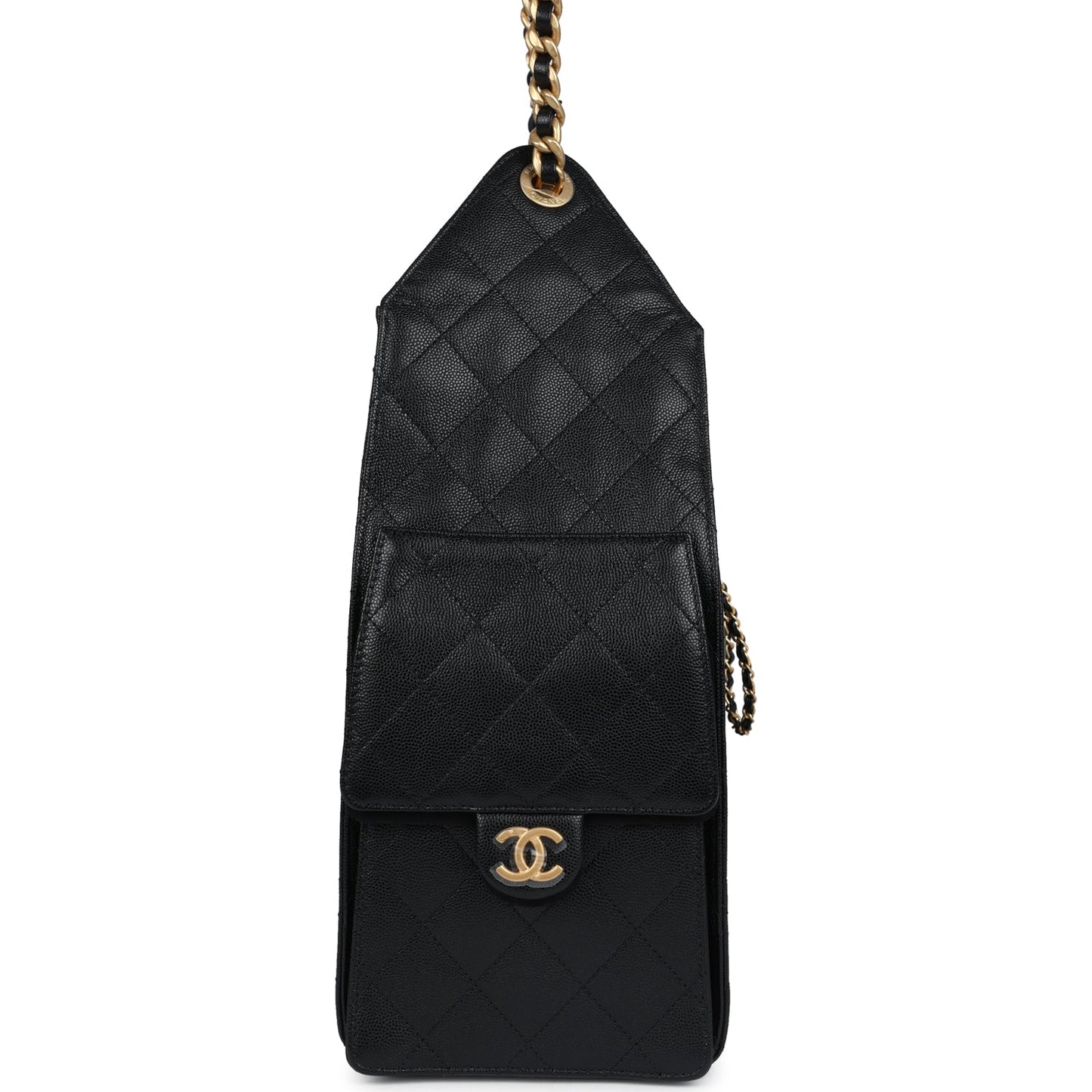 Chanel Medium 25 Hobo Bag Black Caviar Antique Gold Hardware