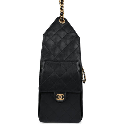 Chanel Medium 25 Hobo Bag Black Caviar Antique Gold Hardware