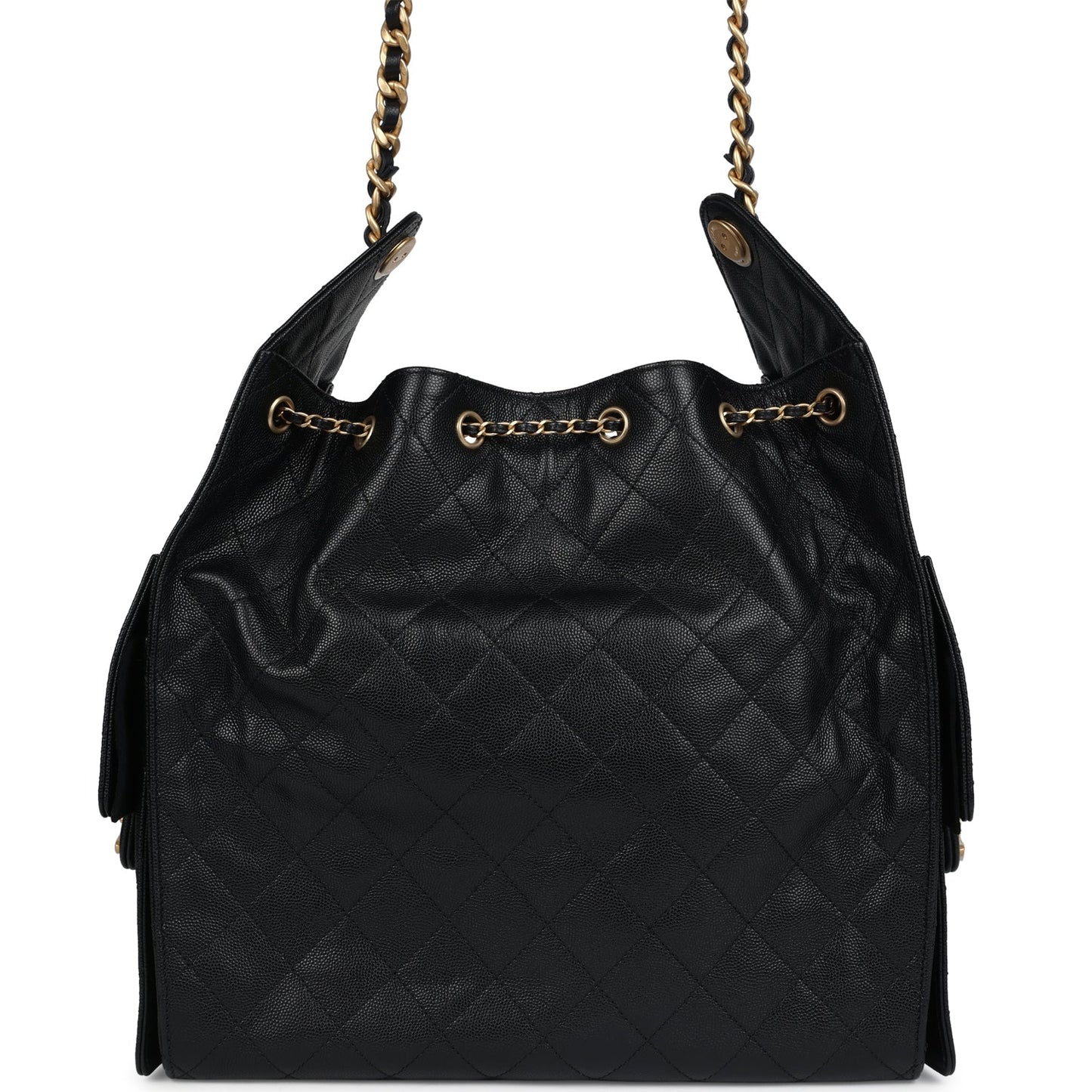Chanel Medium 25 Hobo Bag Black Caviar Antique Gold Hardware