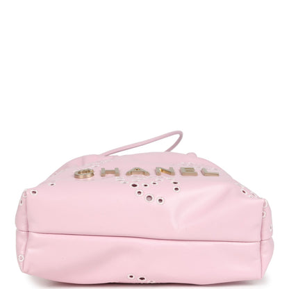 Chanel Mini 22 Bag Pink Shiny Calfskin Brushed Gold Hardware