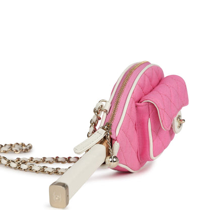 Chanel "Monte-Carlo" Mini Crossbody Tennis Bag Light Pink and White Canvas Light Gold Hardware