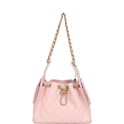 Chanel Small 25 Hobo Bag Light Pink Caviar Antique Gold Hardware