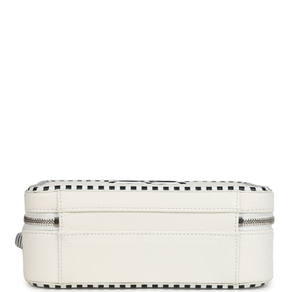 Chanel Medium CC Filigree Vanity Case Black and White Caviar Silver Hardware