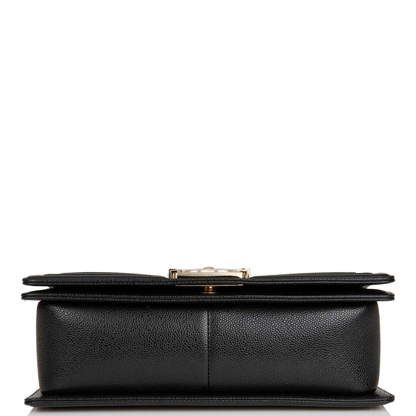 Chanel Medium Boy Bag Black Chevron Caviar Light Gold Hardware