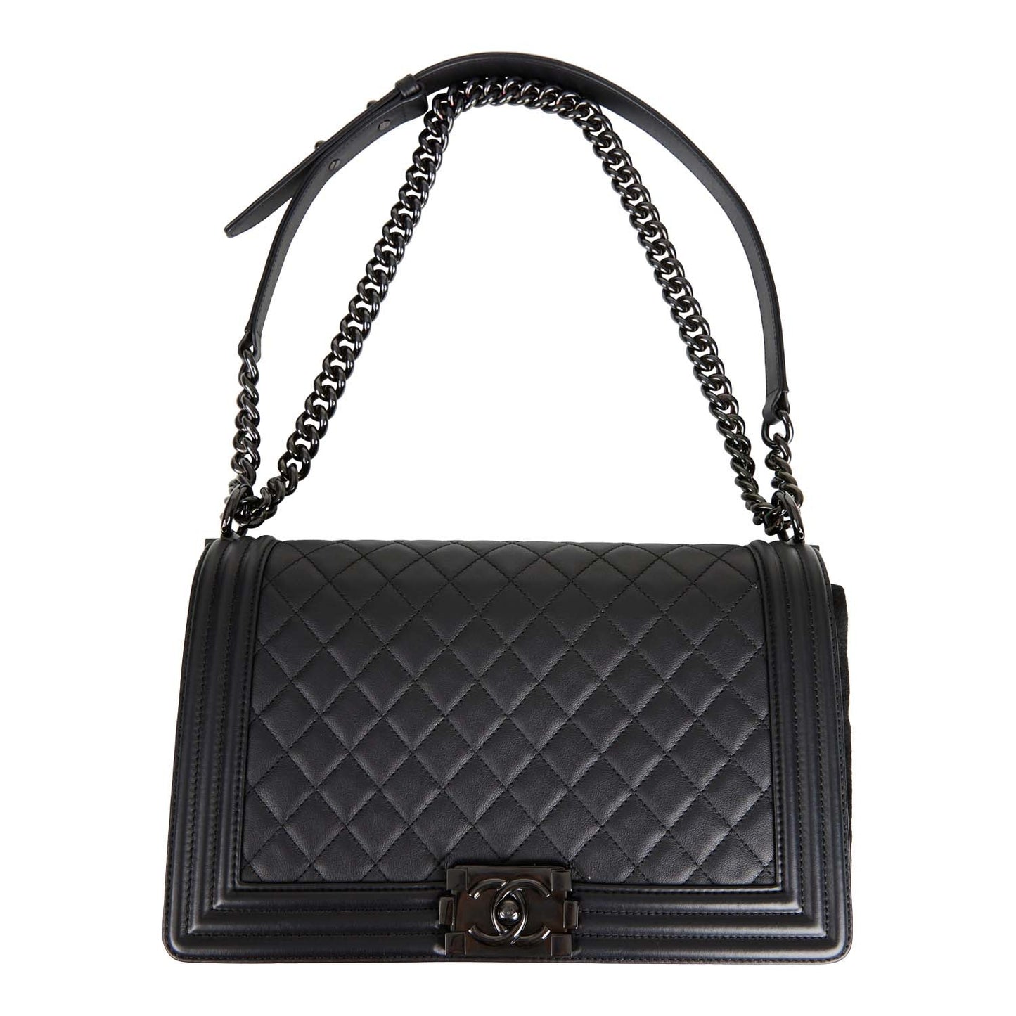 Chanel New Medium Boy Bag SO Black Calfskin Black Hardware