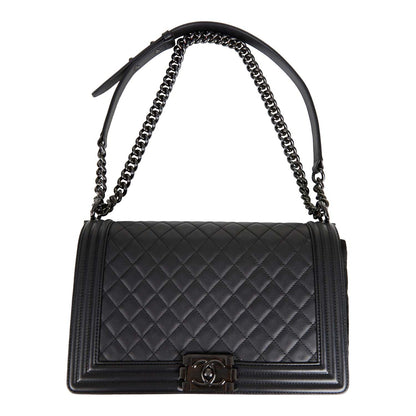 Chanel New Medium Boy Bag SO Black Calfskin Black Hardware