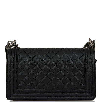 Chanel Medium Boy Bag Black Caviar Ruthenium Hardware