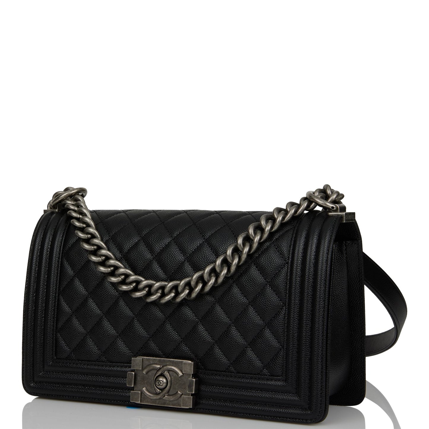 Chanel Medium Boy Bag Black Caviar Ruthenium Hardware