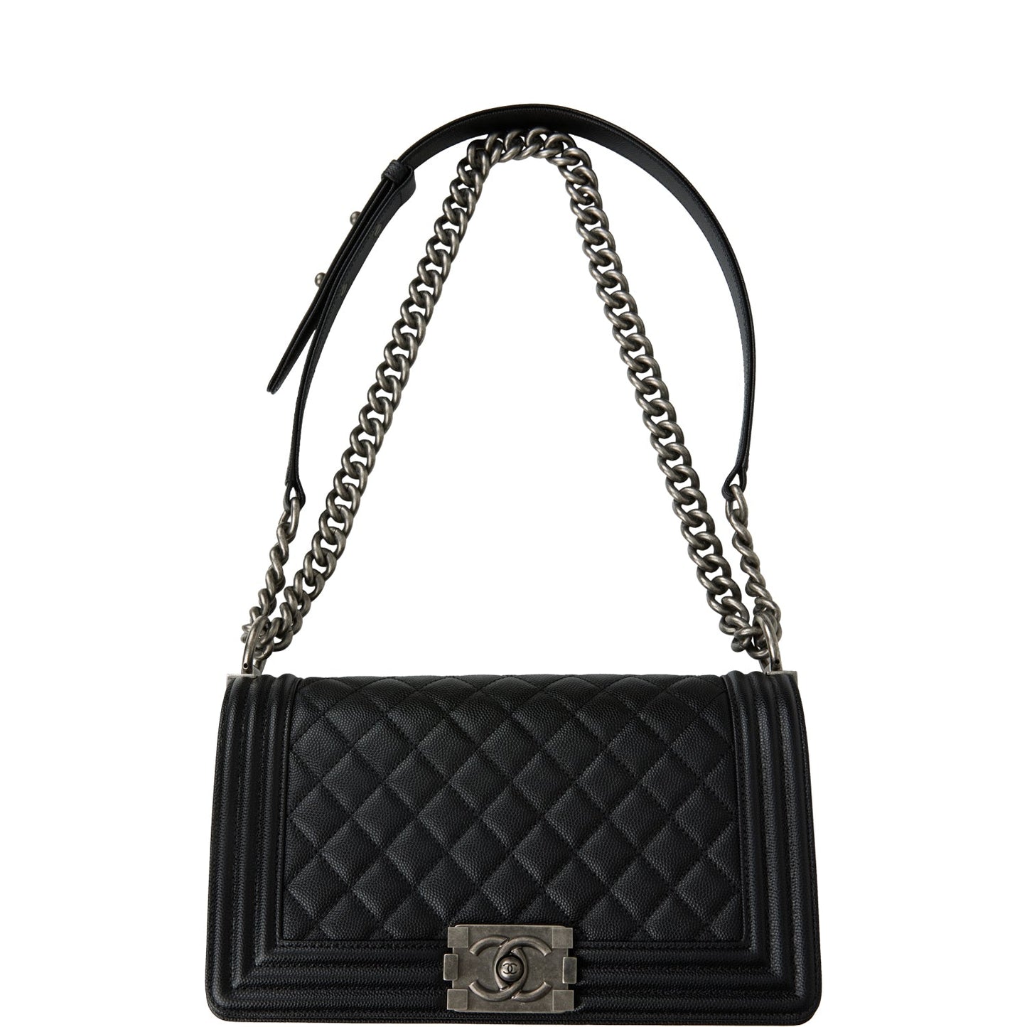 Chanel Medium Boy Bag Black Caviar Ruthenium Hardware