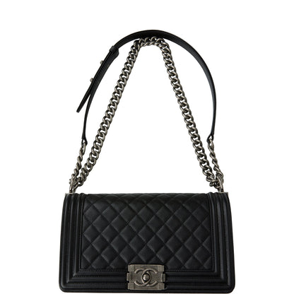 Chanel Medium Boy Bag Black Caviar Ruthenium Hardware