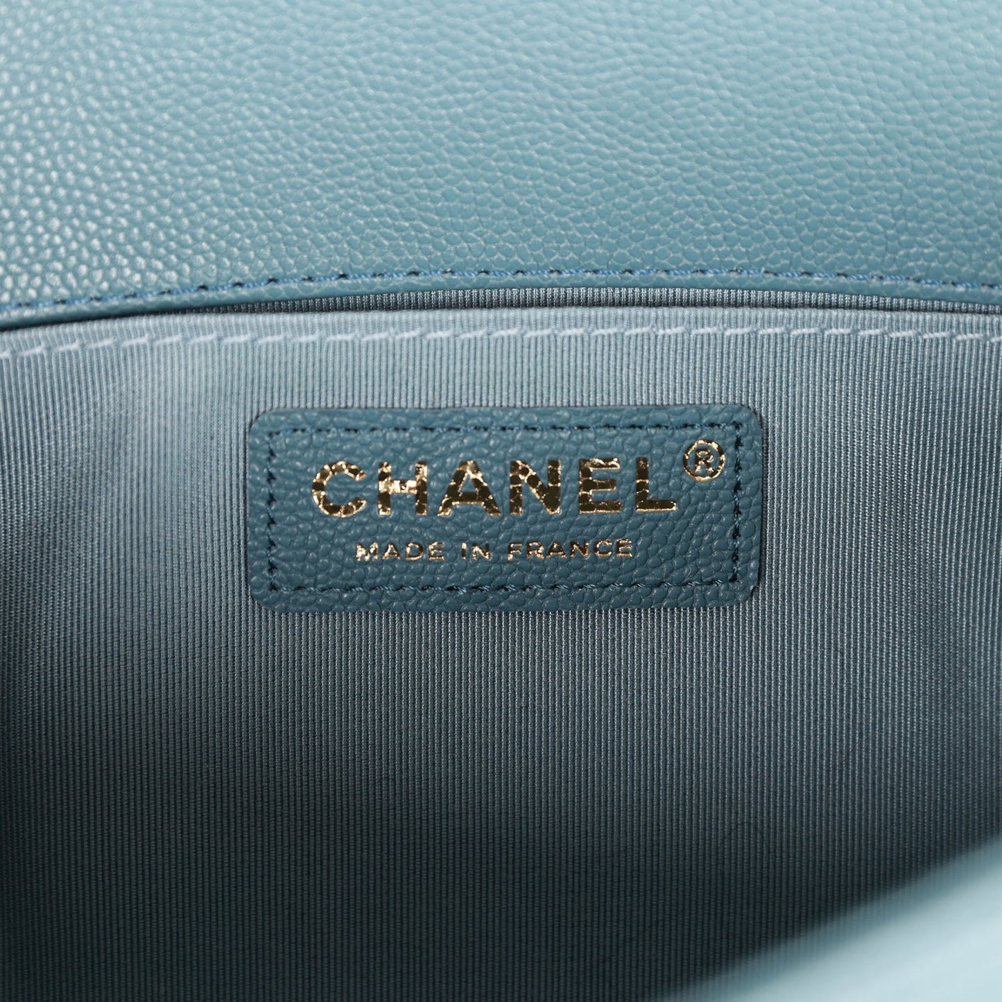 Chanel Medium Boy Bag Blue Caviar Antique Gold Hardware