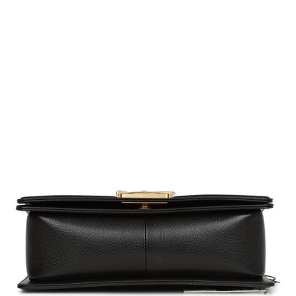 Chanel Medium Boy Bag Black Caviar Antique Gold Hardware