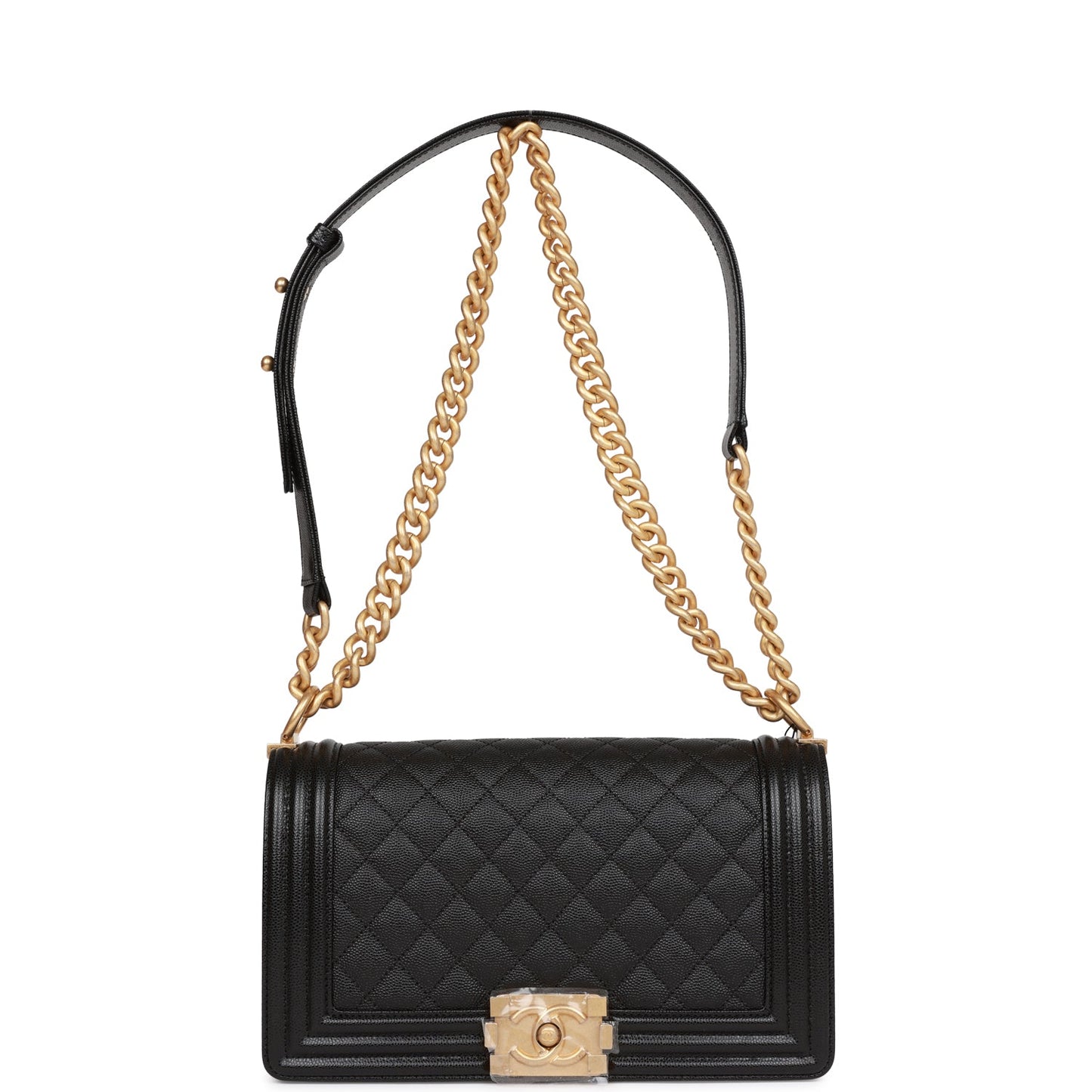 Chanel Medium Boy Bag Black Caviar Antique Gold Hardware