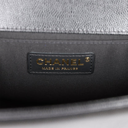 Chanel Medium Boy Bag Black Caviar Antique Gold Hardware