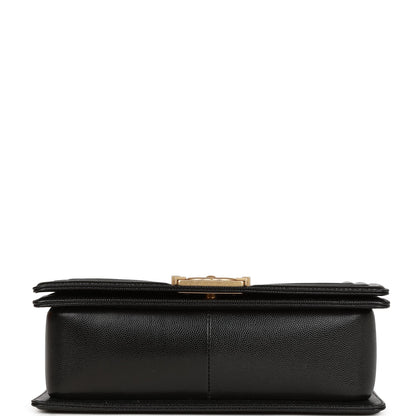 Chanel Medium Boy Bag Black Caviar Antique Gold Hardware