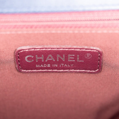 Chanel Large Boy Bag Blue Velvet Ruthenium Hardware