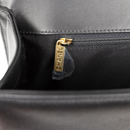 Chanel New Medium Boy Bag Black Lambskin Antique Gold Hardware