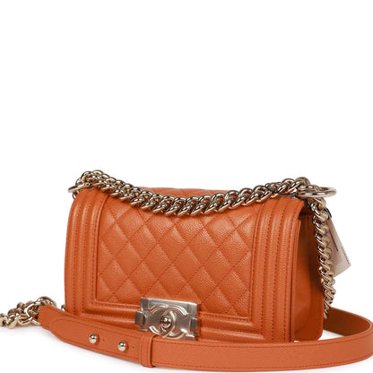Chanel Small Boy Bag Caramel Caviar Light Gold Hardware