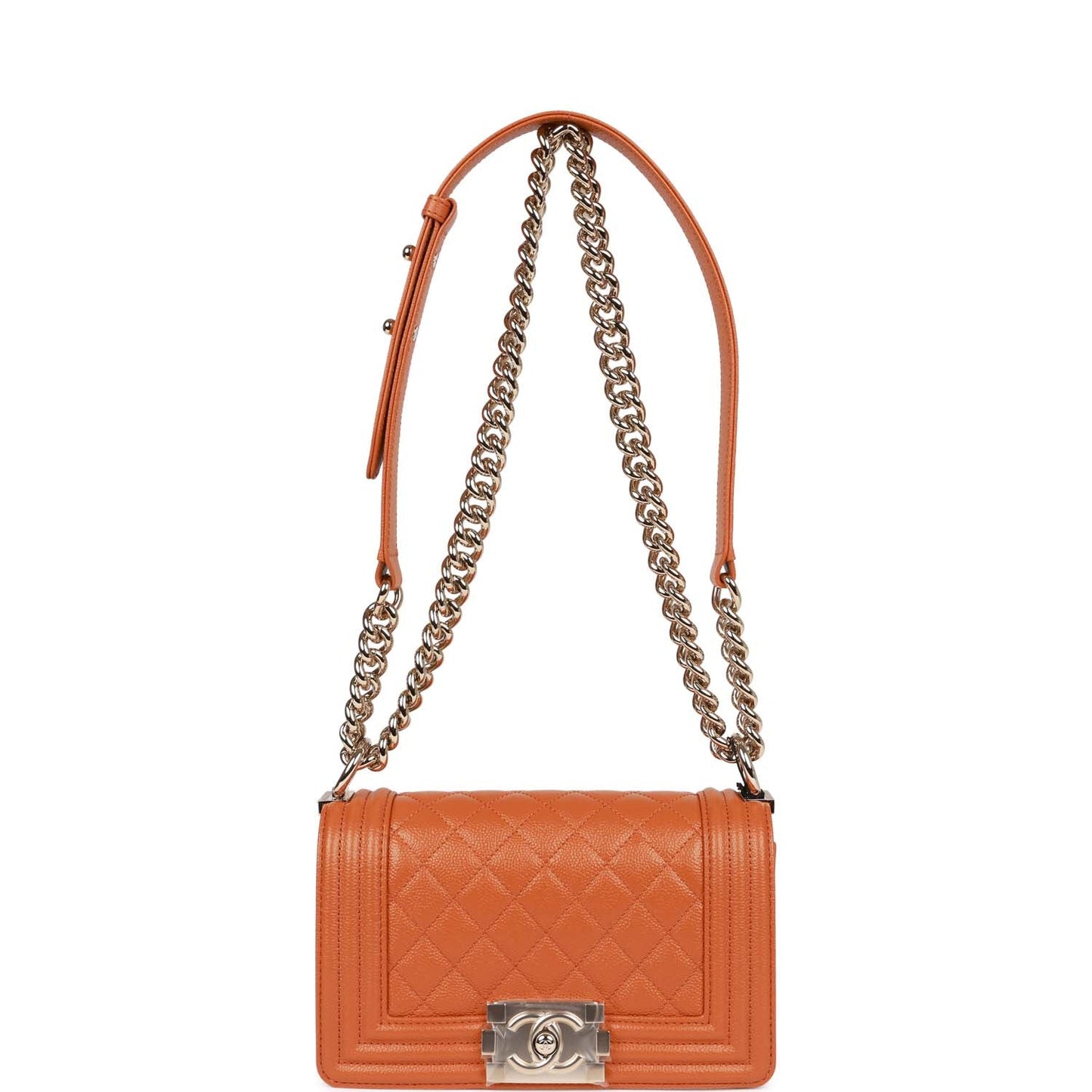 Chanel Small Boy Bag Caramel Caviar Light Gold Hardware