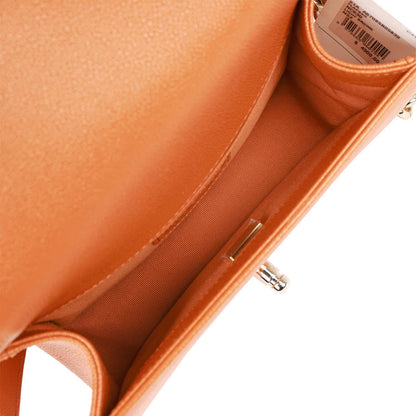 Chanel Small Boy Bag Caramel Caviar Light Gold Hardware
