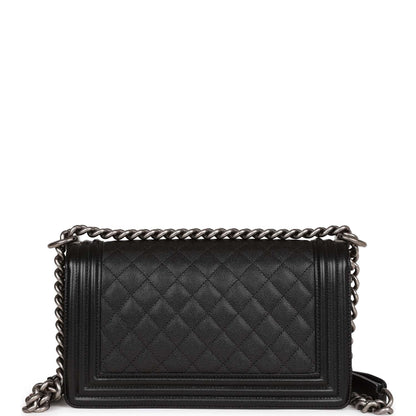 Chanel Medium Boy Bag Black Caviar Ruthenium Hardware