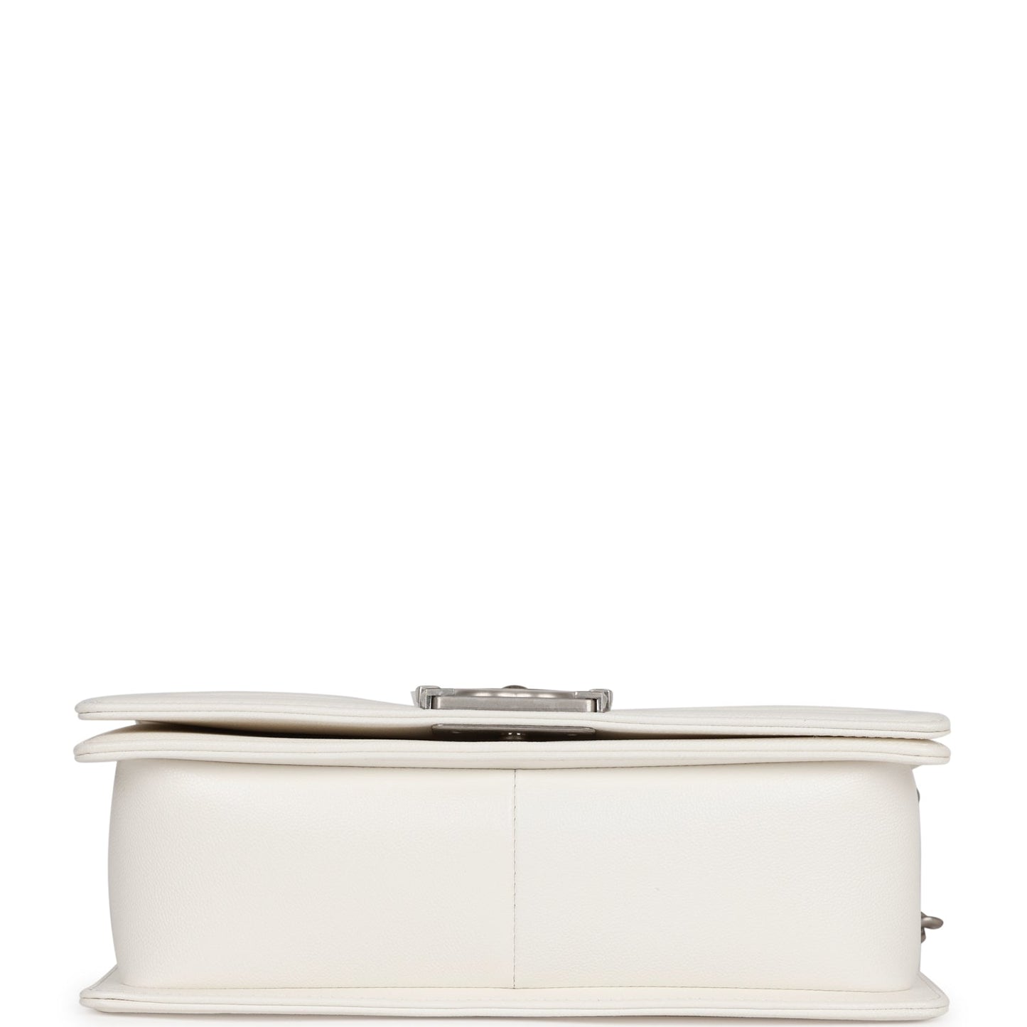 Chanel Medium Boy Bag White Caviar Aged Silver Hardware