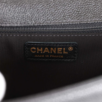 Chanel Medium Boy Bag Black Caviar Antique Gold Hardware