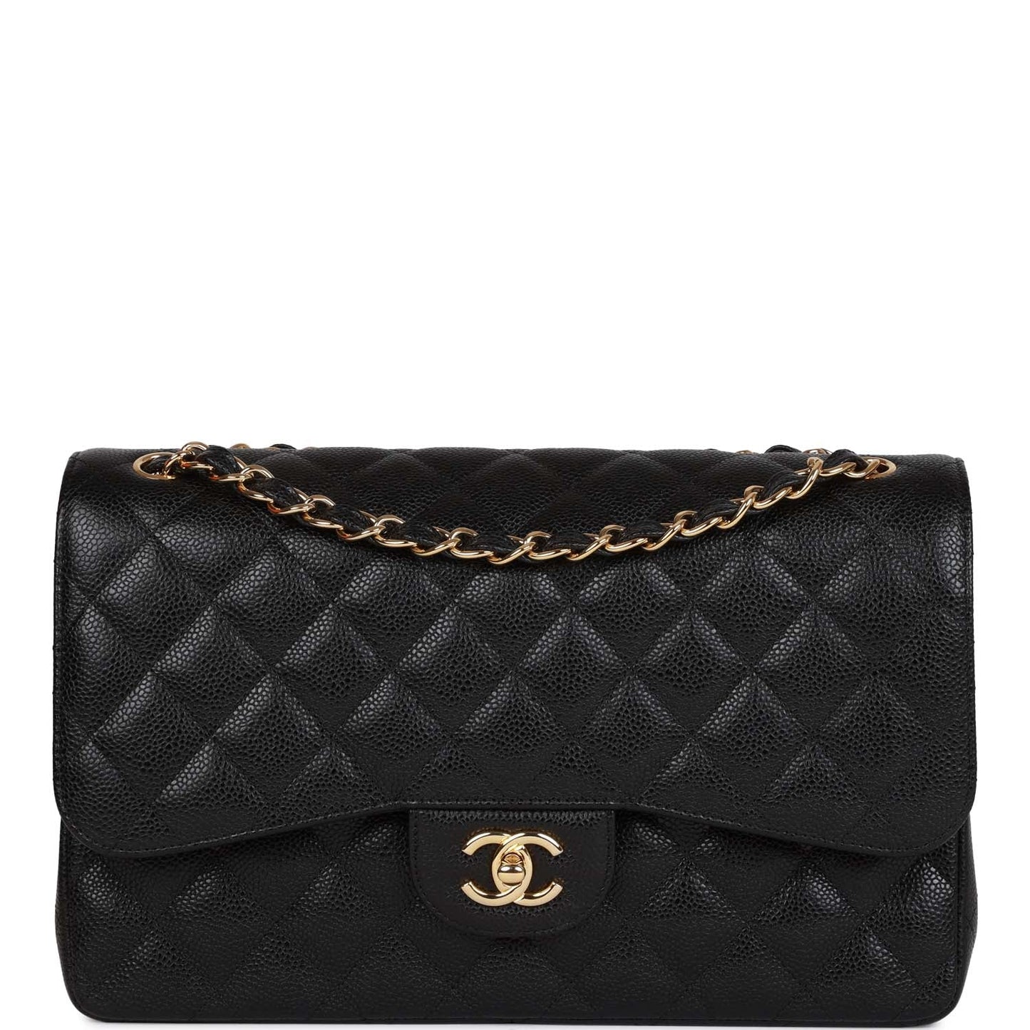 Chanel Jumbo Classic Double Flap Bag Black Caviar Gold Hardware