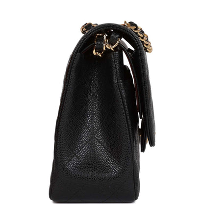 Chanel Jumbo Classic Double Flap Bag Black Caviar Gold Hardware