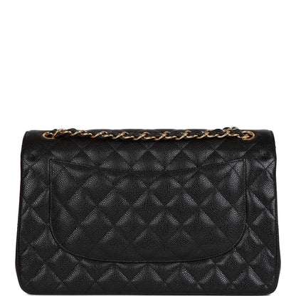 Chanel Jumbo Classic Double Flap Bag Black Caviar Gold Hardware