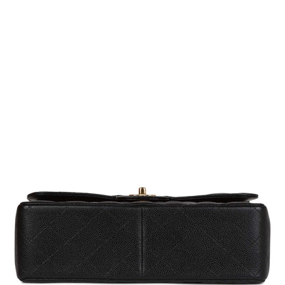 Chanel Jumbo Classic Double Flap Bag Black Caviar Gold Hardware
